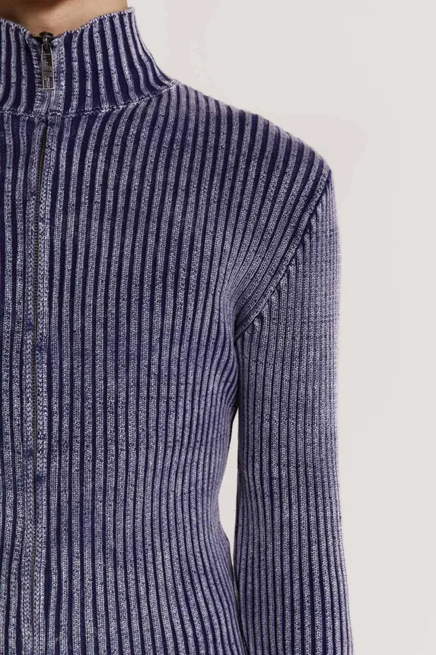 Jaded London Knitwear Blue Acid Rib Knit Track Top 8211 Men