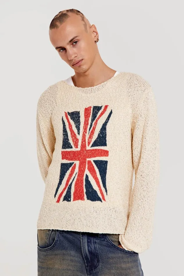 Jaded London Knitwear Union Jack Jacquard Knit Jumper 8211 Men