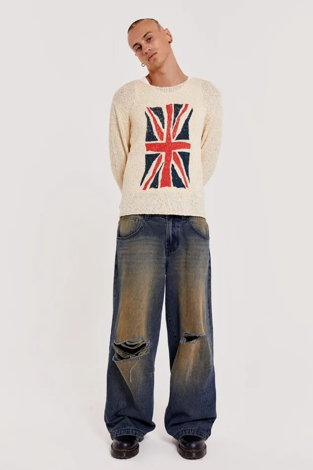 Jaded London Knitwear Union Jack Jacquard Knit Jumper 8211 Men