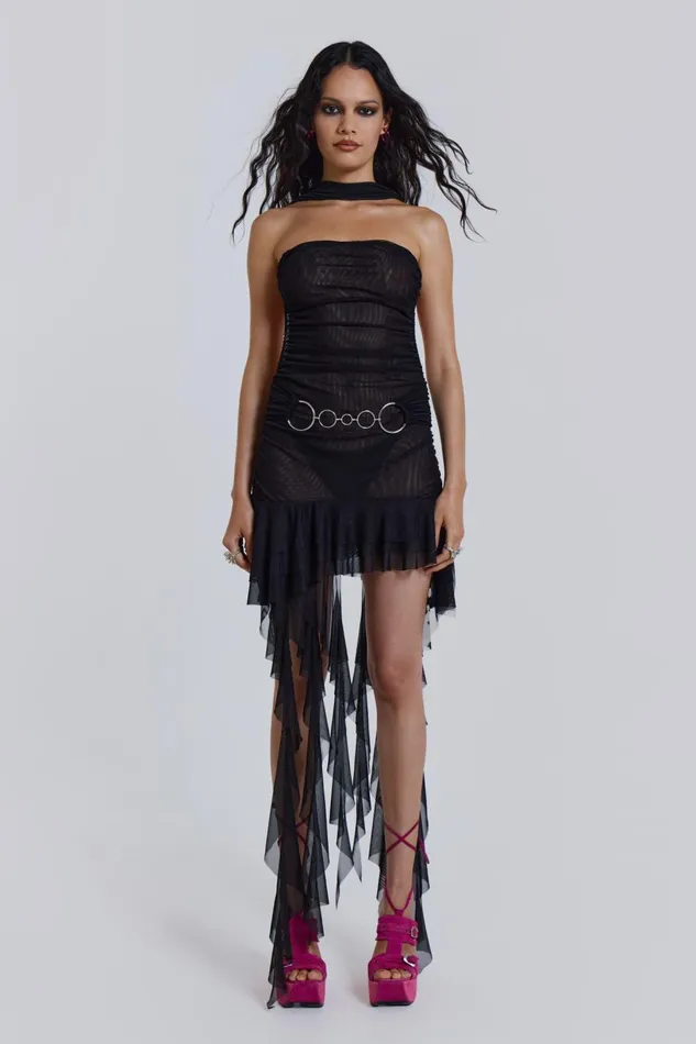 Jaded London Mini Dresses Black Belted Backless Mesh Dress 8211 Women