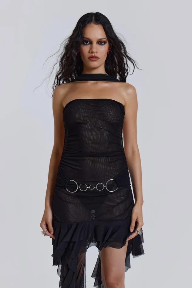 Jaded London Mini Dresses Black Belted Backless Mesh Dress 8211 Women