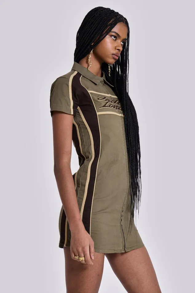 Jaded London Mini Dresses Racer Dress In Khaki 8211 Women