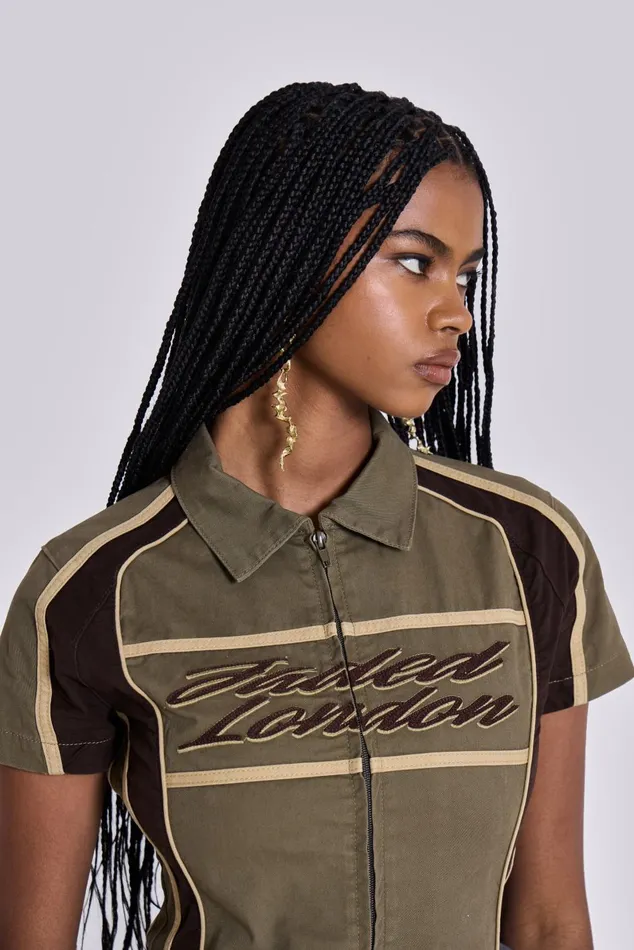 Jaded London Mini Dresses Racer Dress In Khaki 8211 Women
