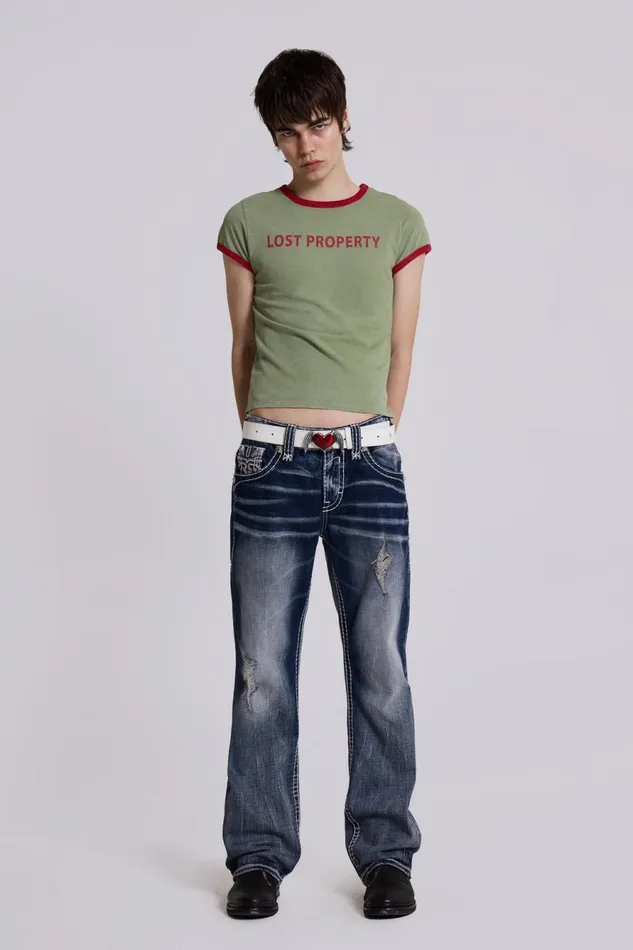 Jaded London SlimStraight Jeans Rock Revival Mid Blue Gwen Bootcut Jeans 8211 Men