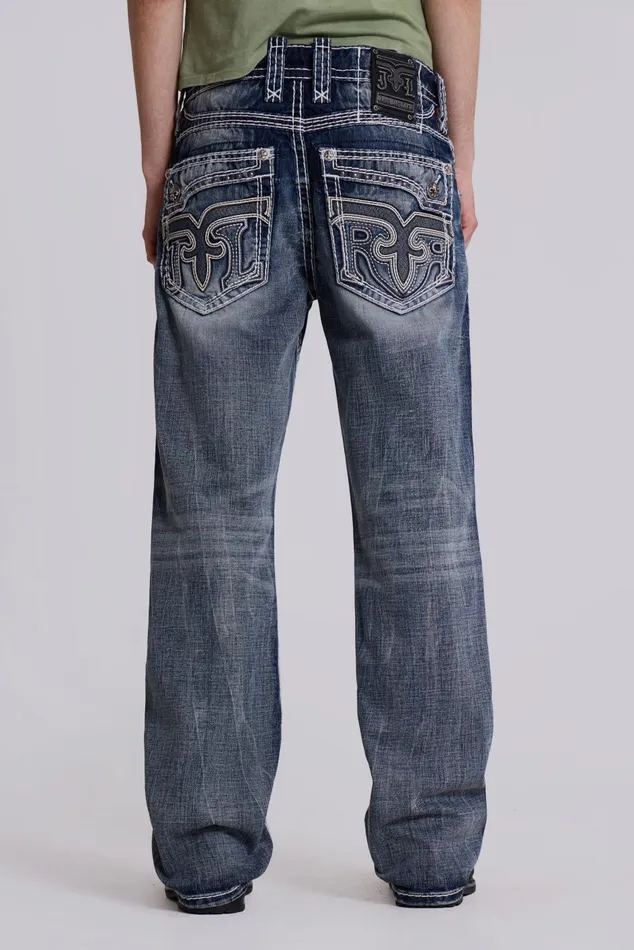 Jaded London SlimStraight Jeans Rock Revival Mid Blue Gwen Bootcut Jeans 8211 Men