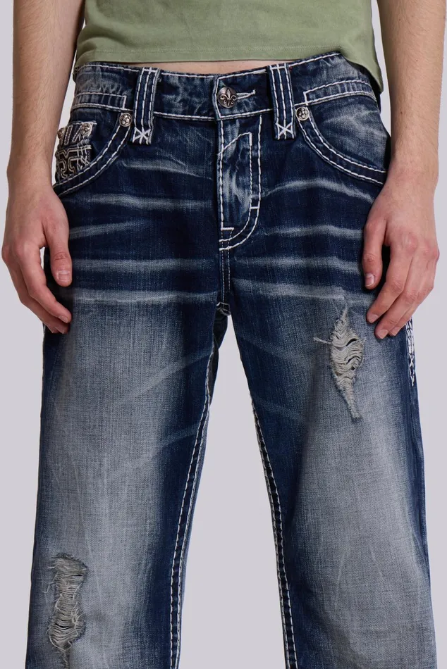 Jaded London SlimStraight Jeans Rock Revival Mid Blue Gwen Bootcut Jeans 8211 Men