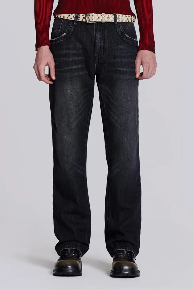 Jaded London SlimStraight Jeans Washed Black Straight Fit Jeans 8211 Men