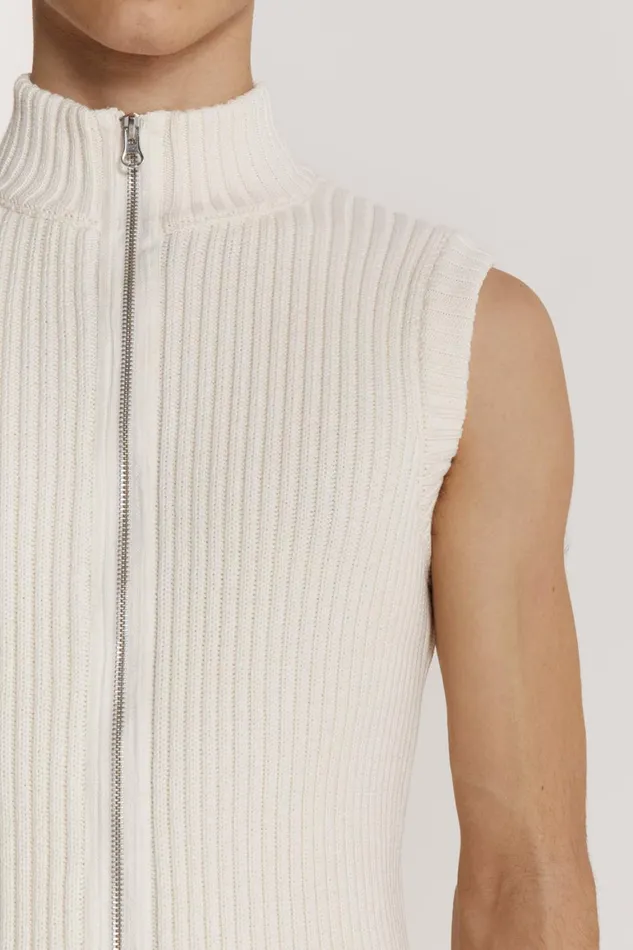 Jaded London TShirts and Vests Cream Sleeveless Zip Through 8211 Men