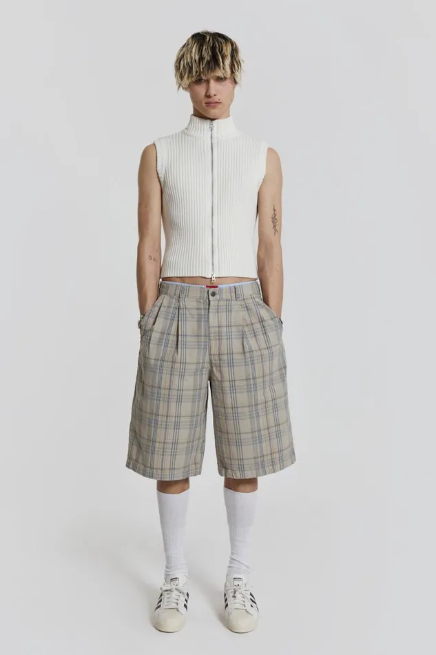 Jaded London TShirts and Vests Cream Sleeveless Zip Through 8211 Men
