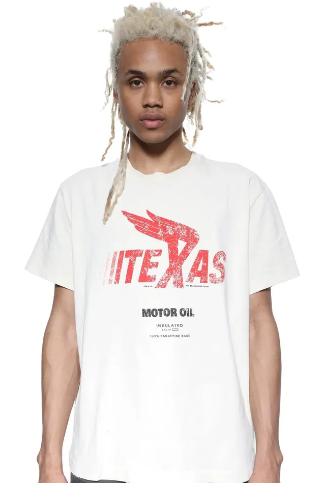 Jaded London TShirts and Vests Vintage White Texas Motor Oil T Shirt 8211 Men