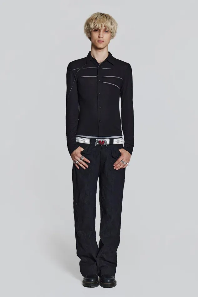 Jaded London Tailoring Black Jersey Cut and Sew Long Sleeve Shirt 8211 Men