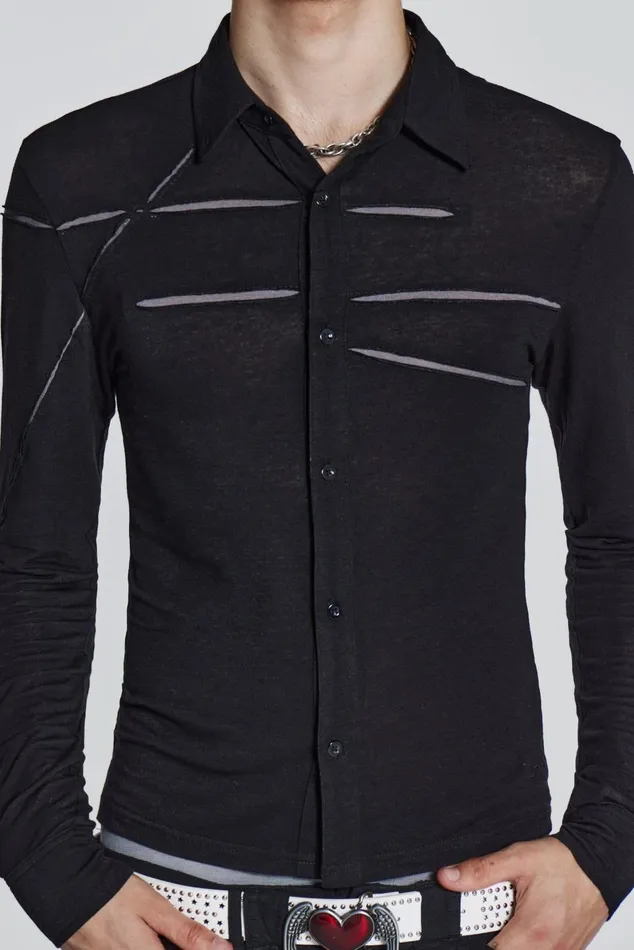Jaded London Tailoring Black Jersey Cut and Sew Long Sleeve Shirt 8211 Men