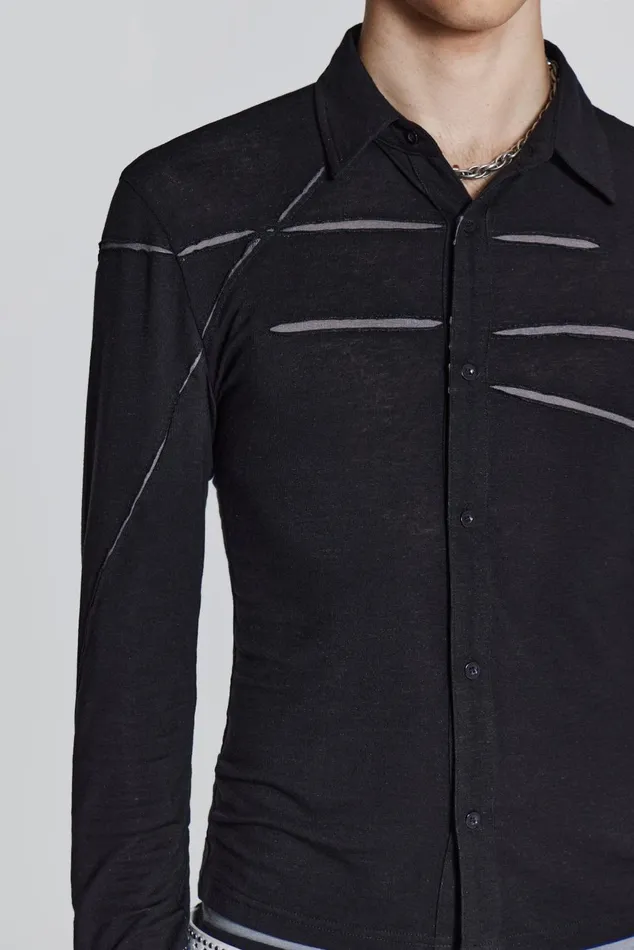 Jaded London Tailoring Black Jersey Cut and Sew Long Sleeve Shirt 8211 Men