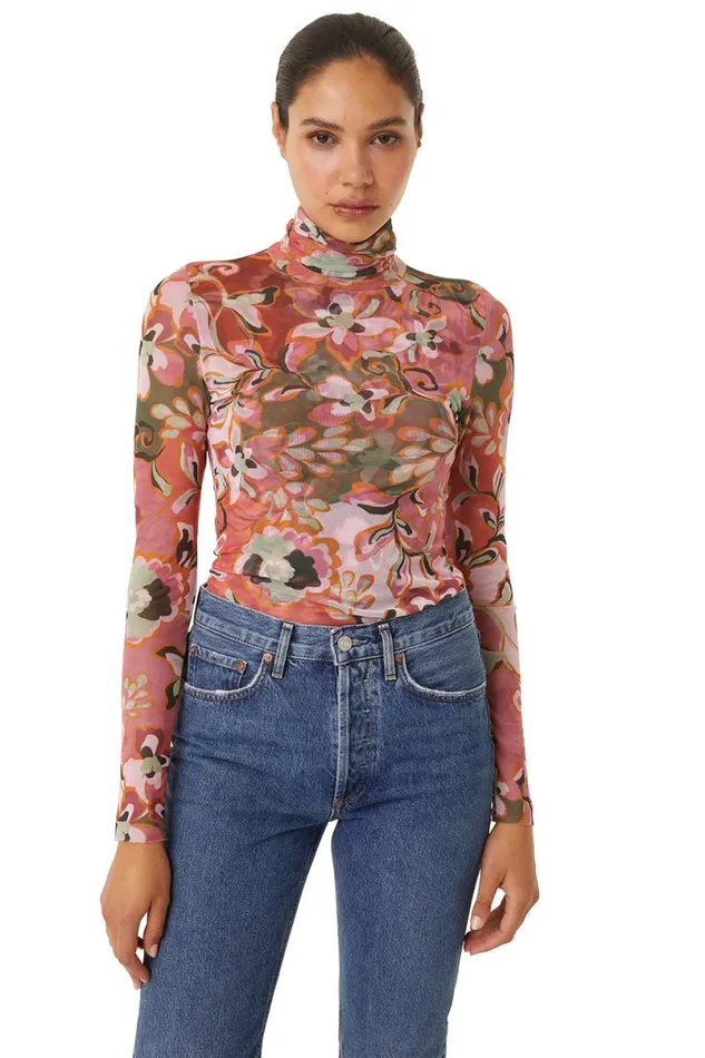 Jersey and Mesh Women MISA Los Angeles NADJA TOP Resort Batik Mesh