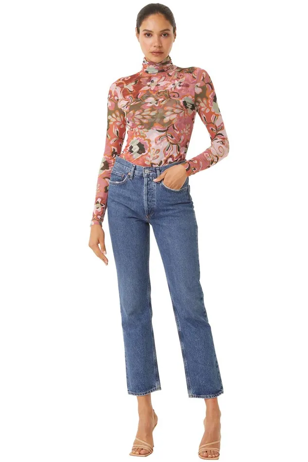 Jersey and Mesh Women MISA Los Angeles NADJA TOP Resort Batik Mesh