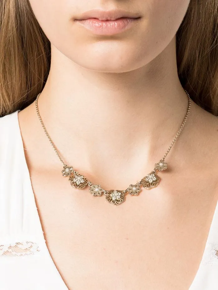 Jewelry Flower Filigree Charm Necklace Gold Marchesa Necklaces