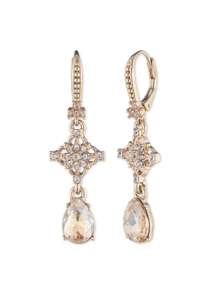 Jewelry Gold Lace Stone Drop Earring Gold Marchesa Earrings
