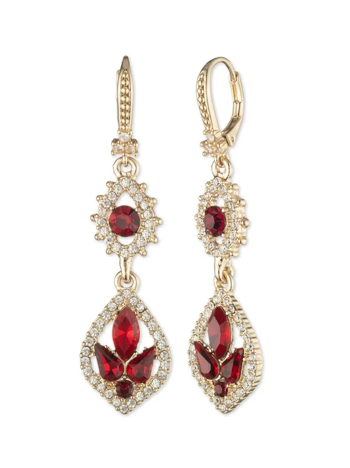 Jewelry Poised Midi Drop Earring Red Marchesa Earrings
