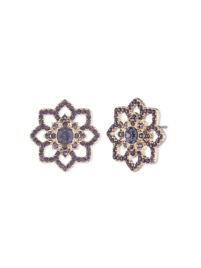 Jewelry Tanzanite Lace Floral Button Tanzanite Marchesa Earrings