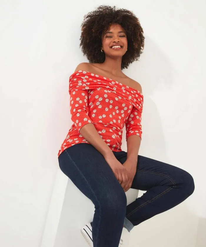 Joe Browns Tops Tunics and Blouses Ditsy Daisy Bardot Jersey Top 8211 Women