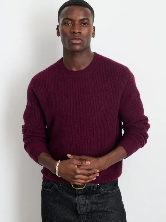 Jordan Sweater In Washed Cashmere Bordeaux Men Alex Mill Sweaters Sweatshirts