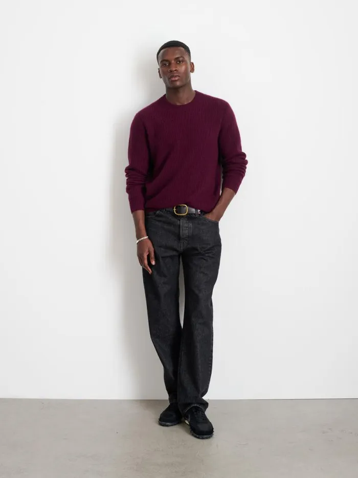 Jordan Sweater In Washed Cashmere Bordeaux Men Alex Mill Sweaters Sweatshirts