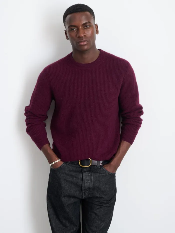 Jordan Sweater In Washed Cashmere Bordeaux Men Alex Mill Sweaters Sweatshirts