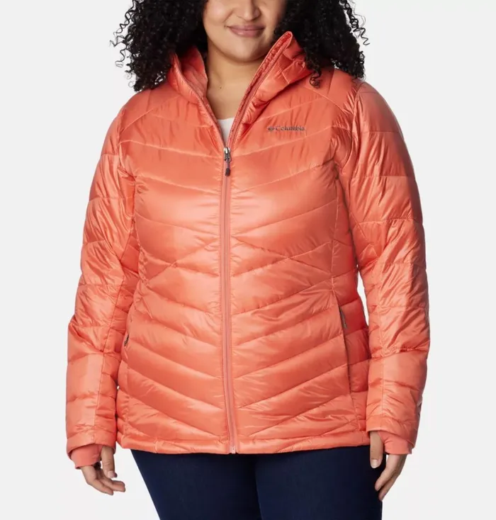 Joy Peak Insulated Hooded Jacket 8211 Plus Size Faded Peach Womens Columbia Sportswear Insulated and Down Joy Peak Insulated Hooded Jacket 8211 Plus Size Faded Peach Womens Columbia Sportswear Insulated and Down