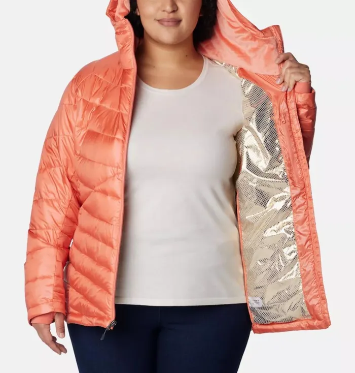 Joy Peak Insulated Hooded Jacket 8211 Plus Size Faded Peach Womens Columbia Sportswear Insulated and Down Joy Peak Insulated Hooded Jacket 8211 Plus Size Faded Peach Womens Columbia Sportswear Insulated and Down