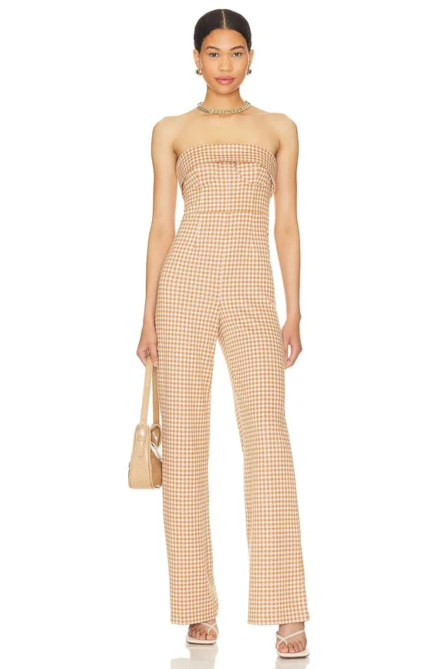 Jumpsuits Women Lovers and Friends Chelsea Jumpsuit Brown and White