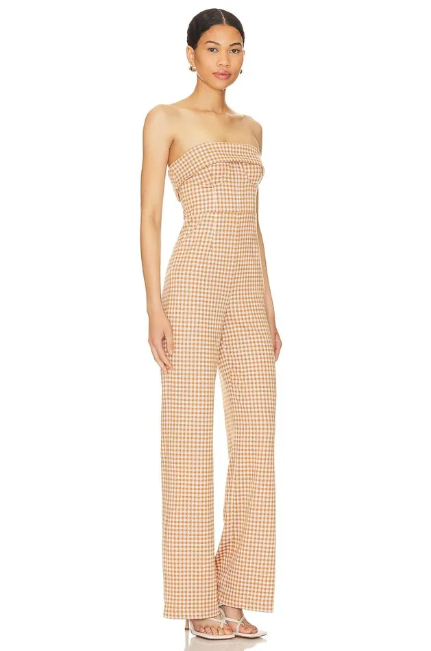 Jumpsuits Women Lovers and Friends Chelsea Jumpsuit Brown and White