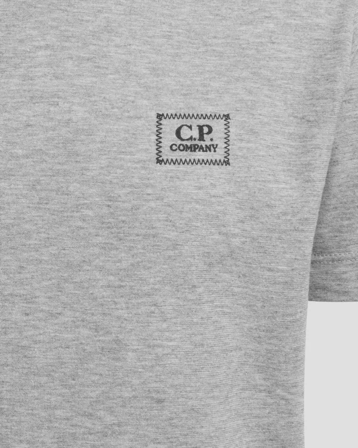 Kids CP Company Clothing 0206 U16 301 Jersey Logo Detail Tshirt Grey Melange