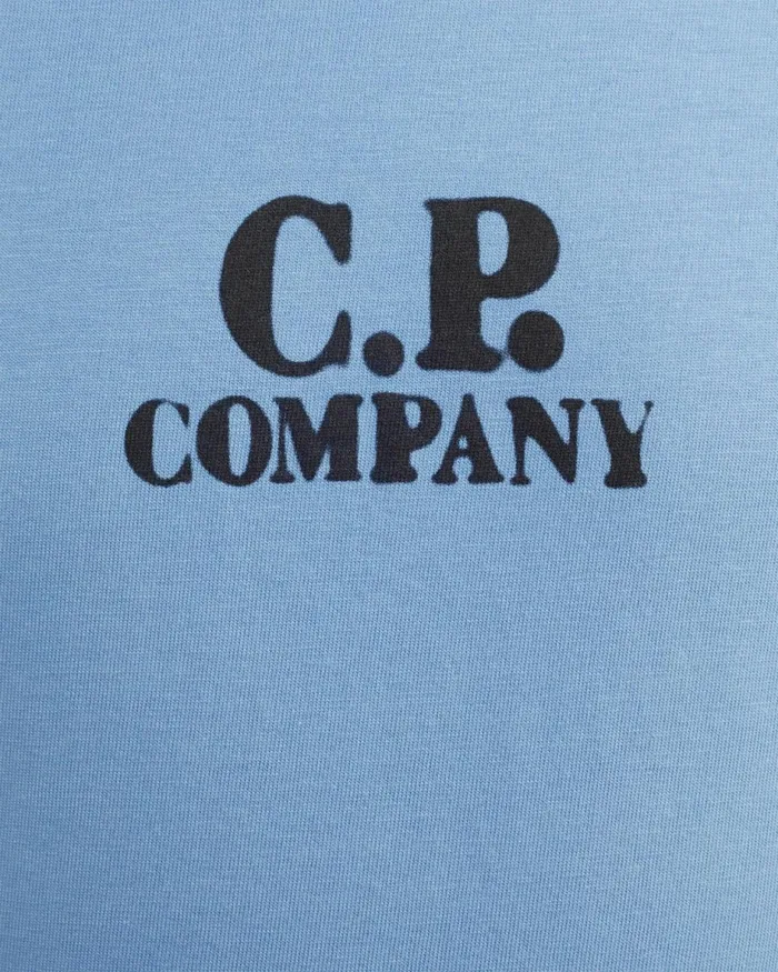 Kids CP Company Clothing 0206 U16 301 Jersey Logo Tshirt Riviera 8211 Blue