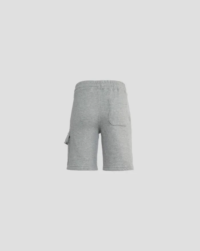 Kids CP Company Clothing 0206 U16 Basic Fleece Cargo Shorts Grey Melange