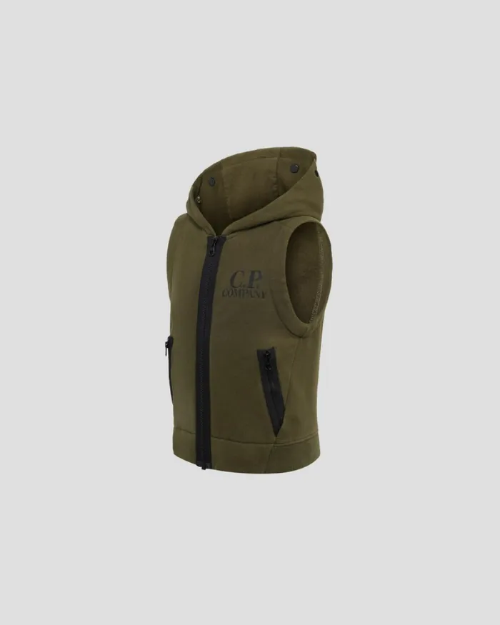 Kids CP Company Clothing 0206 U16 Basic Fleece Goggle Vest Ivy Green
