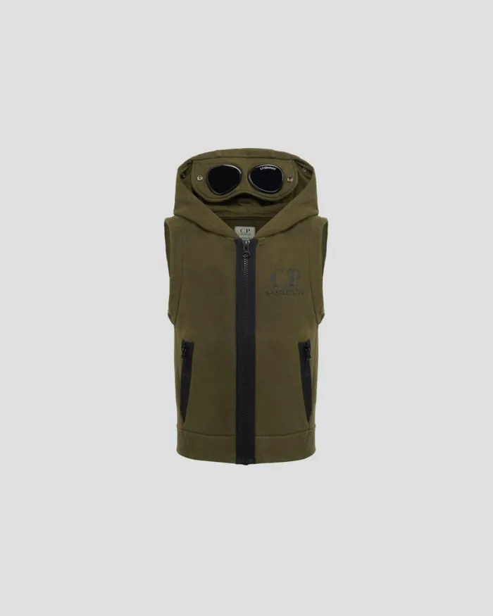 Kids CP Company Clothing 0206 U16 Basic Fleece Goggle Vest Ivy Green