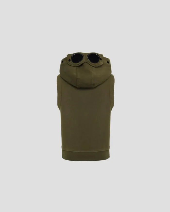 Kids CP Company Clothing 0206 U16 Basic Fleece Goggle Vest Ivy Green