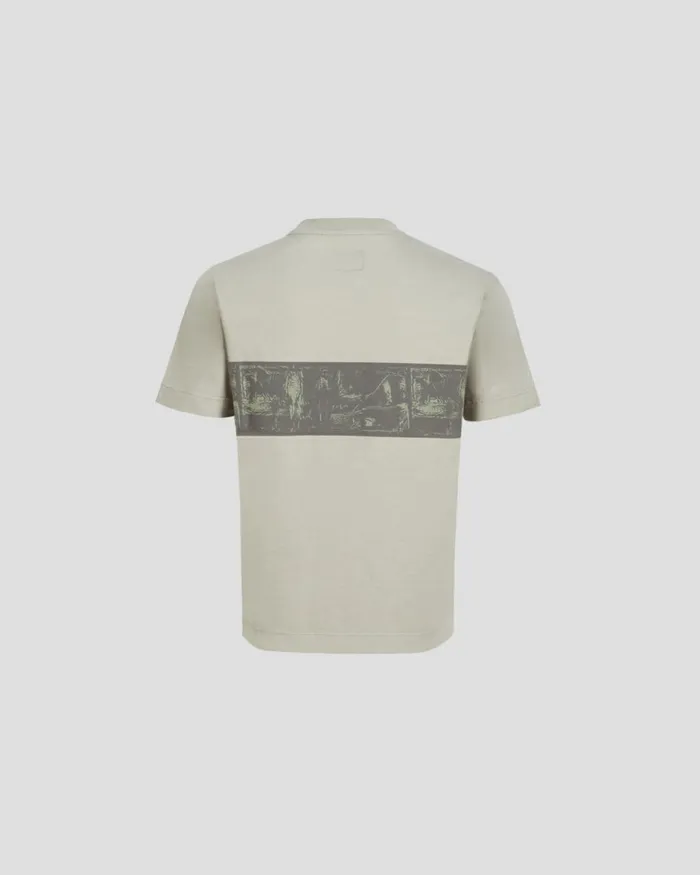 Kids CP Company Clothing 0810 U16 301 Printed Tracery Striped Tshirt Silver Sage 8211 Brown