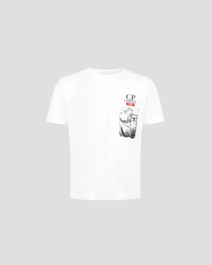 Kids CP Company Clothing 0810 U16 301 Printed Tracery Tshirt Gauze White