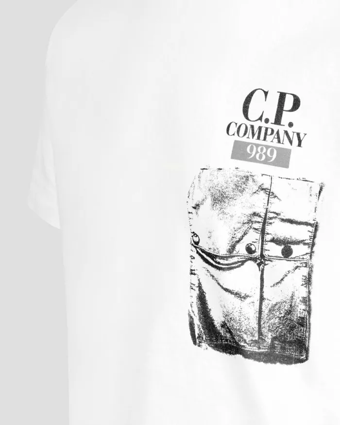 Kids CP Company Clothing 0810 U16 301 Printed Tracery Tshirt Gauze White