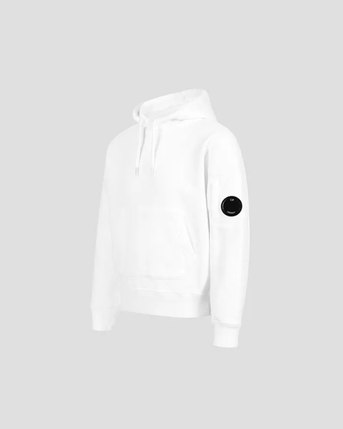 Kids CP Company Clothing 0810 U16 Basic Fleece Lens Hoodie Gauze White