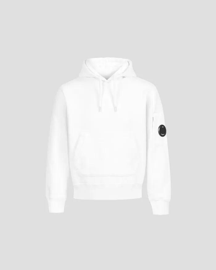 Kids CP Company Clothing 0810 U16 Basic Fleece Lens Hoodie Gauze White