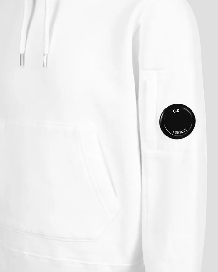 Kids CP Company Clothing 0810 U16 Basic Fleece Lens Hoodie Gauze White
