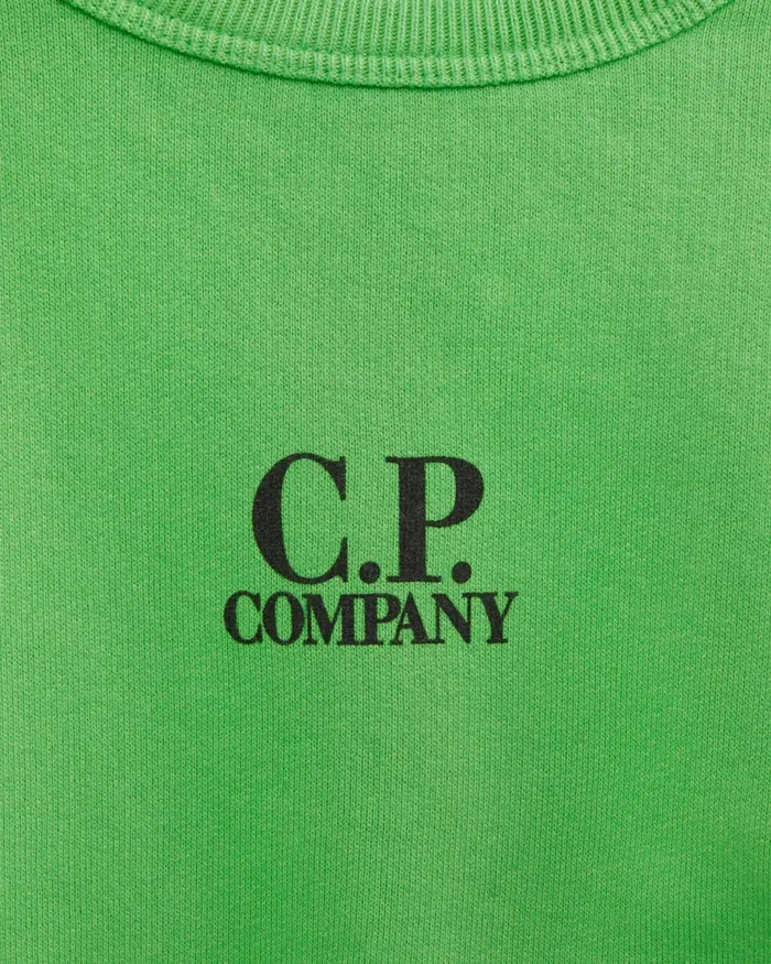 Kids CP Company Clothing 0810 U16 Basic Fleece Mixed Utility Sweatshirt Classic Green
