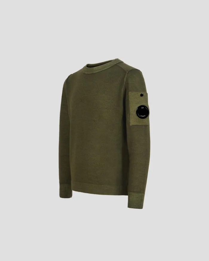 Kids CP Company Clothing 0810 U16 Merino Wool Lens Knit Ivy Green