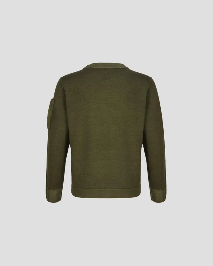 Kids CP Company Clothing 0810 U16 Merino Wool Lens Knit Ivy Green