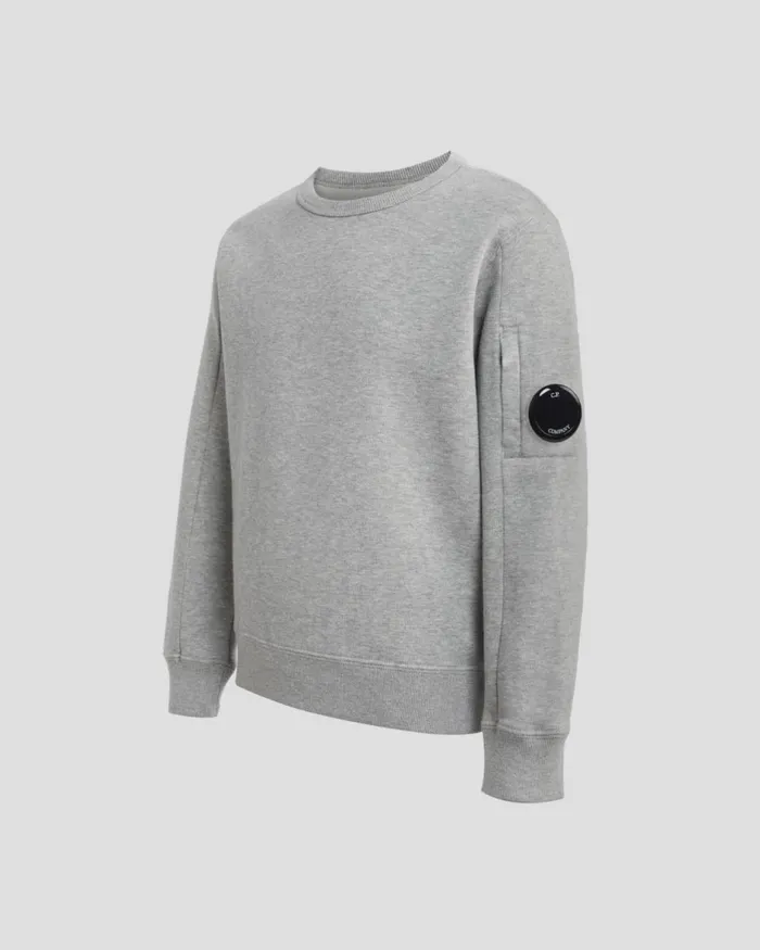 Kids CP Company Clothing 1214 U16 Basic Fleece Lens Sweatshirt Grey Melange