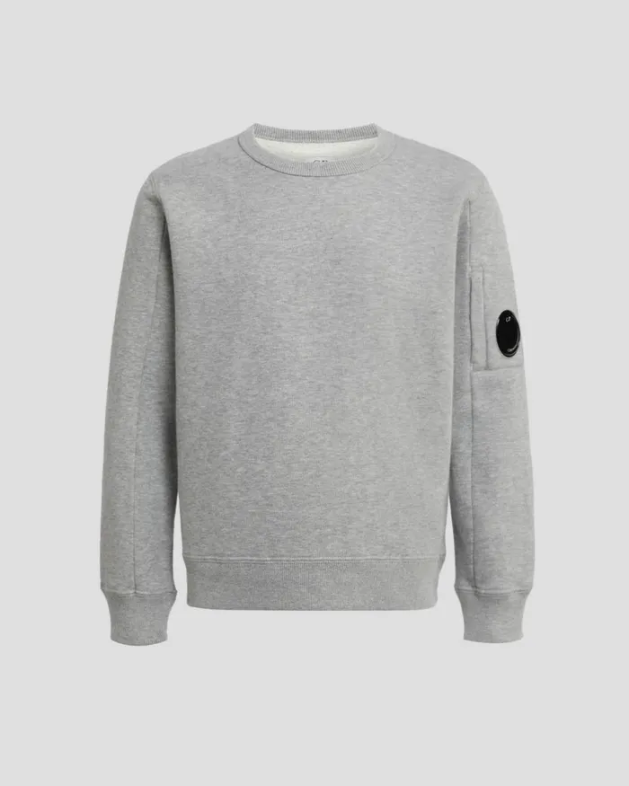 Kids CP Company Clothing 1214 U16 Basic Fleece Lens Sweatshirt Grey Melange