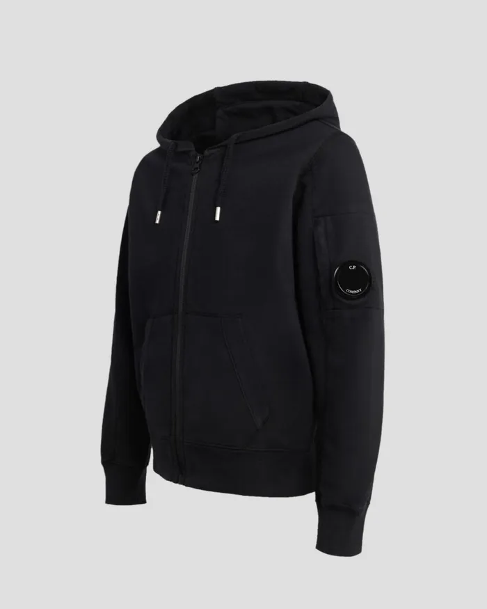 Kids CP Company Clothing 1214 U16 Light Fleece Lens Hoodie Black