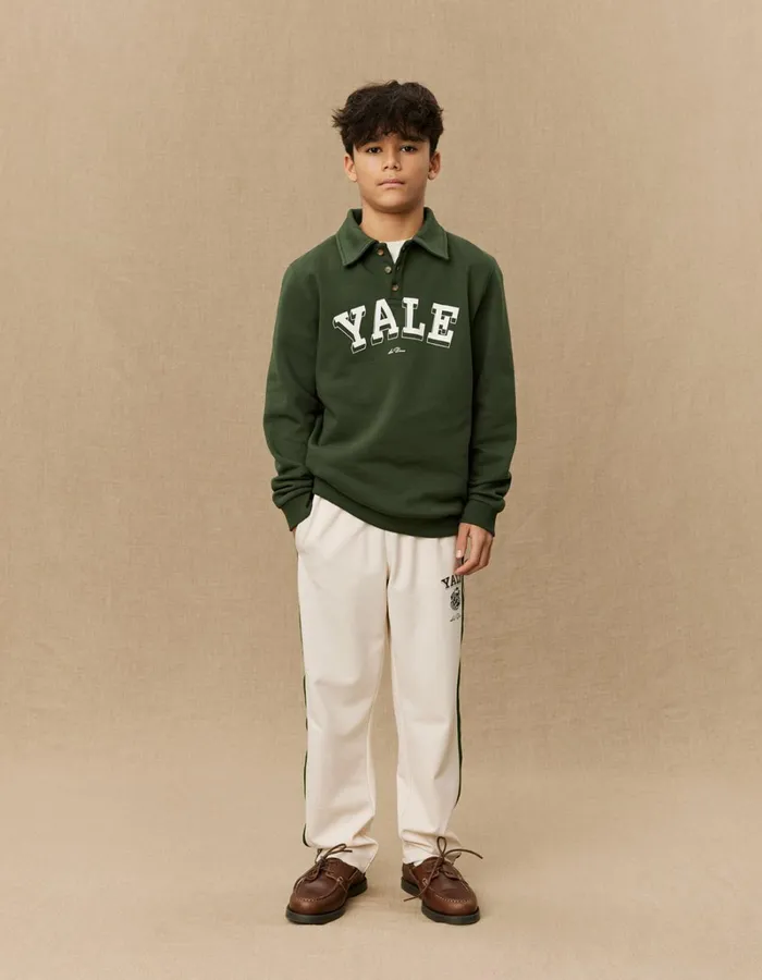 Kids Les Deux Yale Yale College Polo Sweatshirt KIDS 8211 Duffel Bag GreenIvory